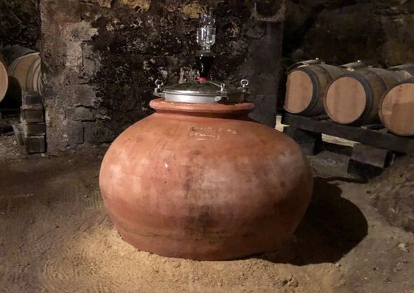 Terracotta fermenting tank in the Loire Valley for Cabernet Franc